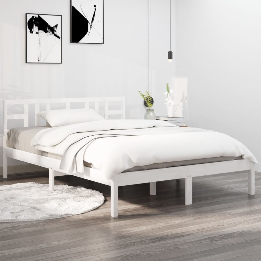 Solid wood bed white 180x200 cm