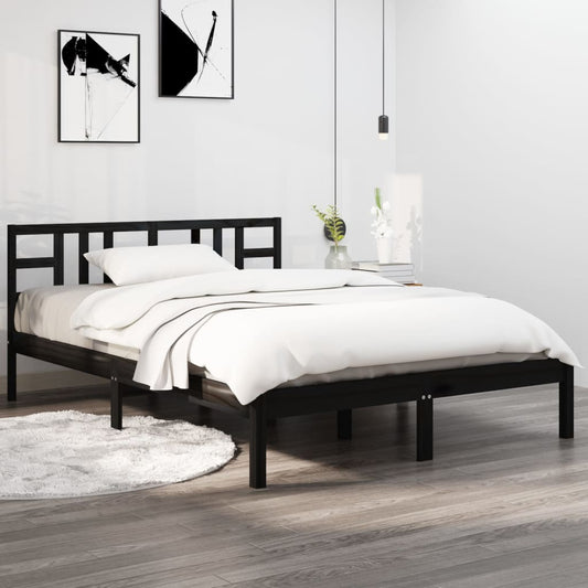Solid wood bed black 180x200 cm
