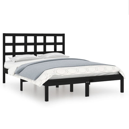Solid wood bed black 140x200 cm