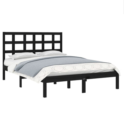 Solid wood bed black 140x200 cm