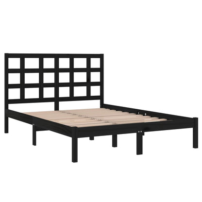 Solid wood bed black 140x200 cm