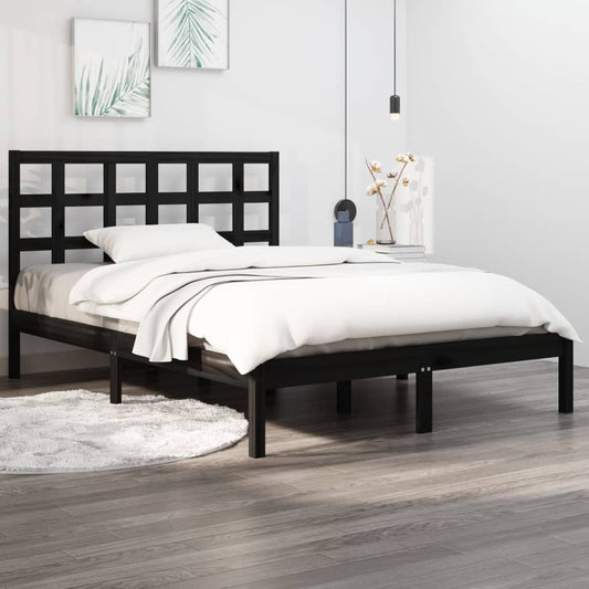 Solid wood bed black 140x200 cm