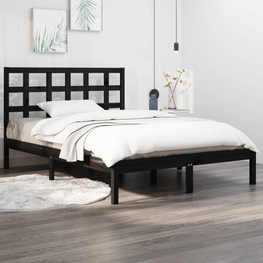 Solid wood bed black 180x200 cm