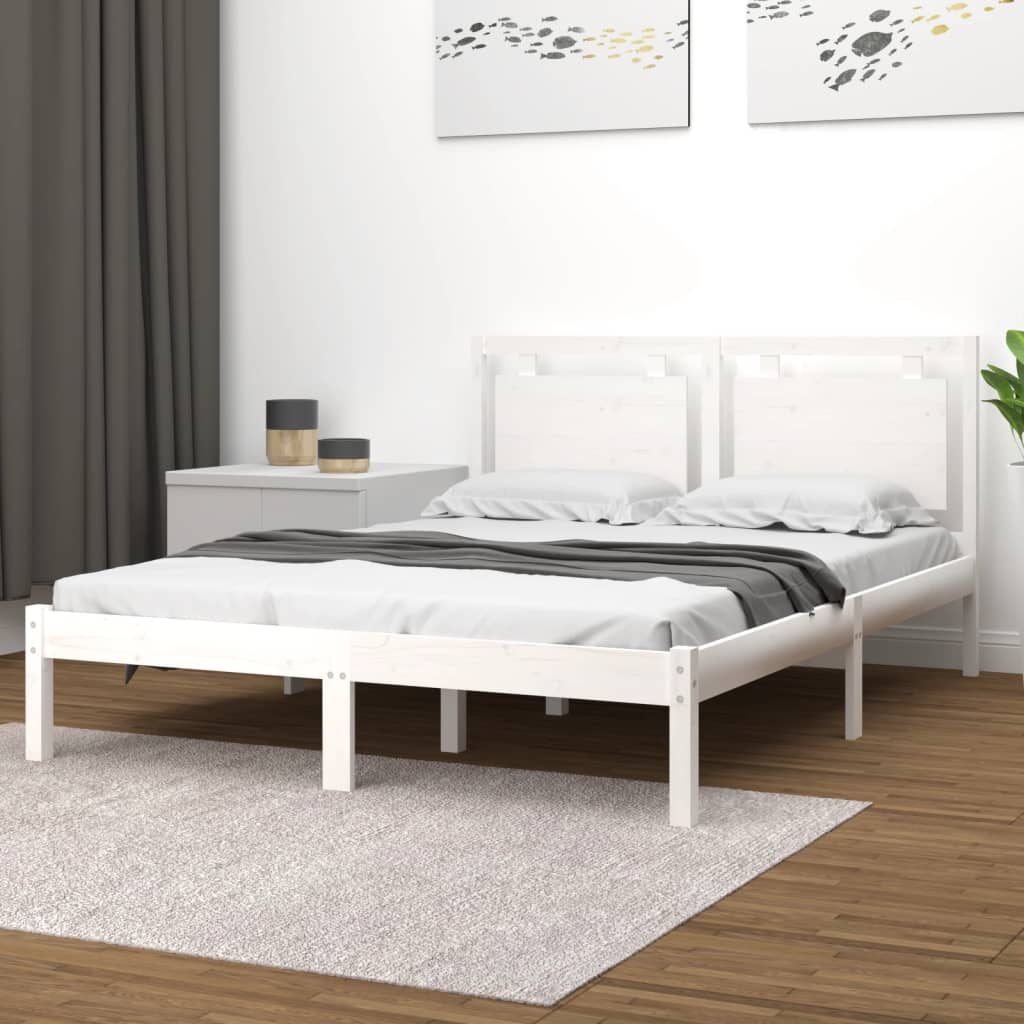 Solid wood bed white 140x200 cm