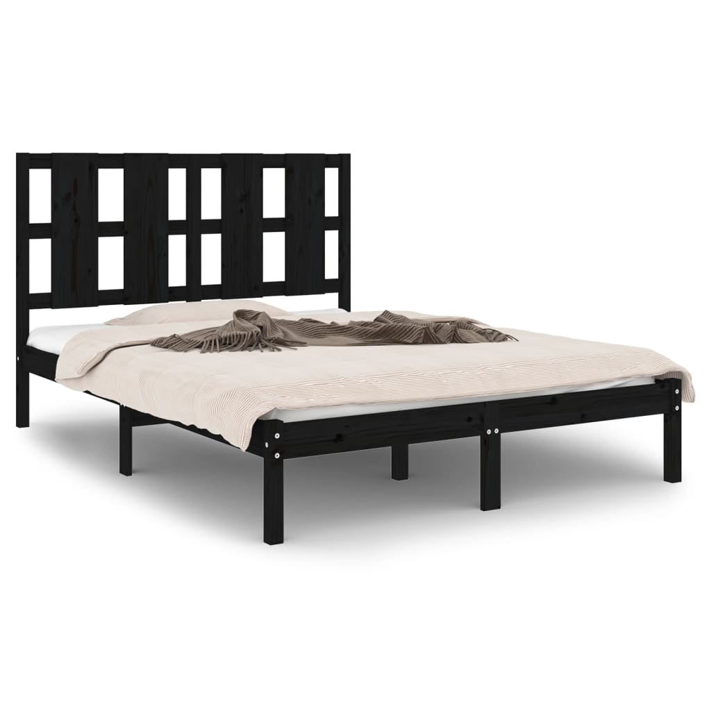 Solid wood bed black pine 140x200 cm