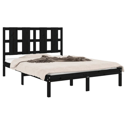 Solid wood bed black pine 140x200 cm