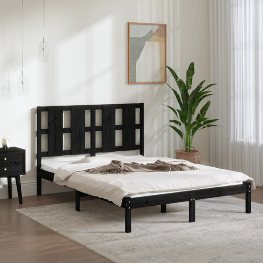 Solid wood bed black pine 140x200 cm