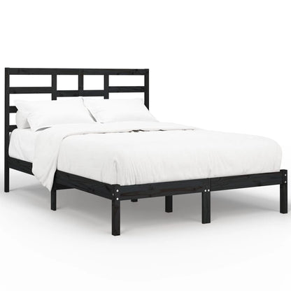 Solid wood bed black 140x200 cm