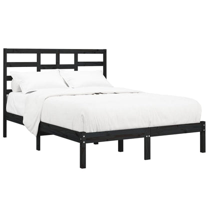 Solid wood bed black 140x200 cm