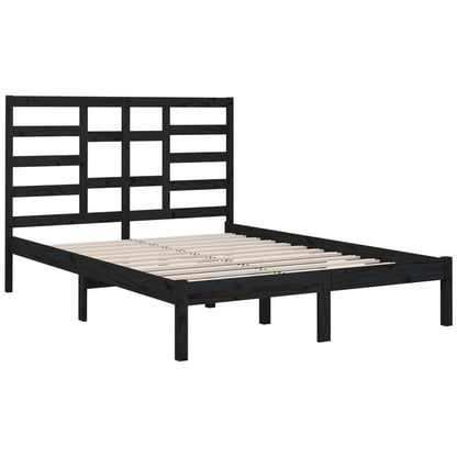 Solid wood bed black 140x200 cm