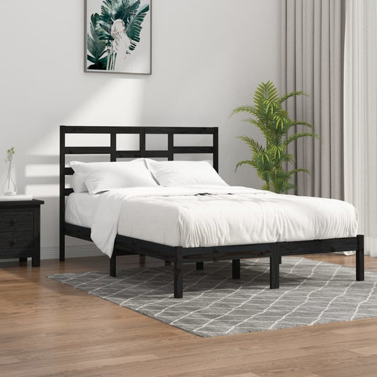 Solid wood bed black 140x200 cm