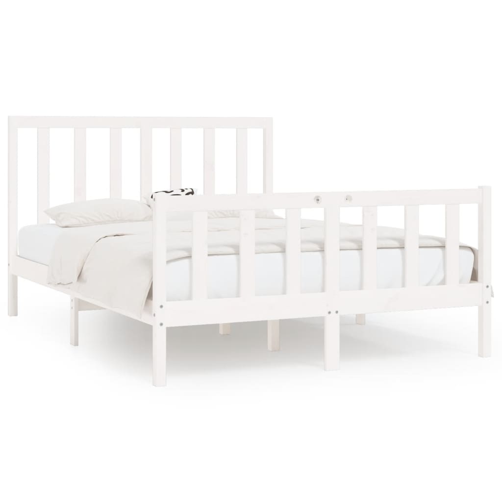 Solid wood bed white 140x200 cm