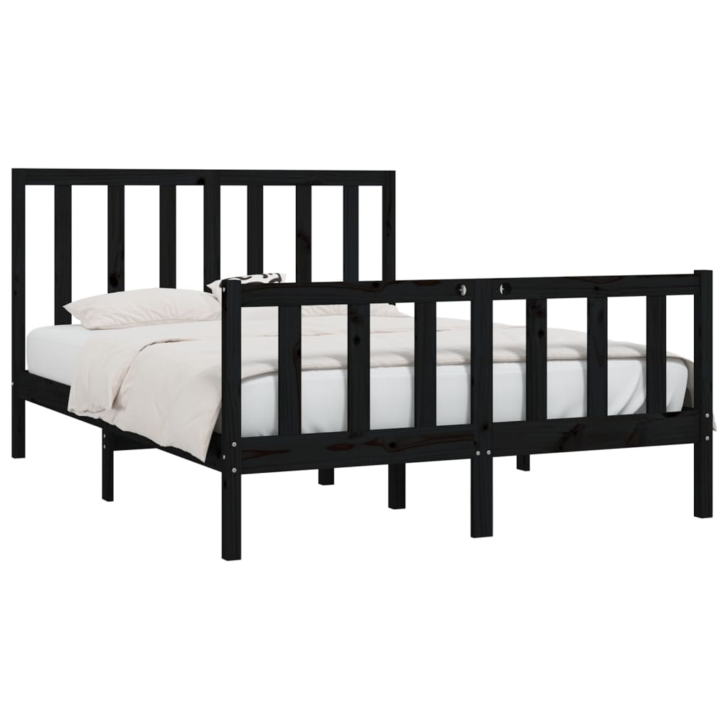 Solid wood bed black 140x200 cm