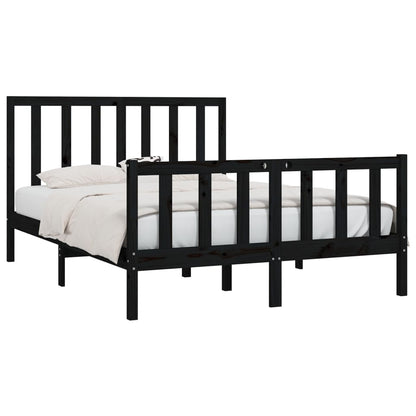 Solid wood bed black 140x200 cm