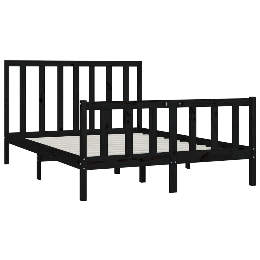 Solid wood bed black 140x200 cm