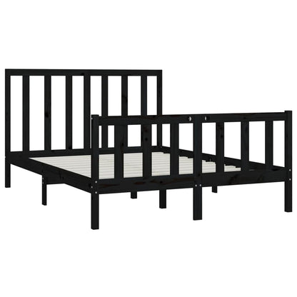 Solid wood bed black 140x200 cm