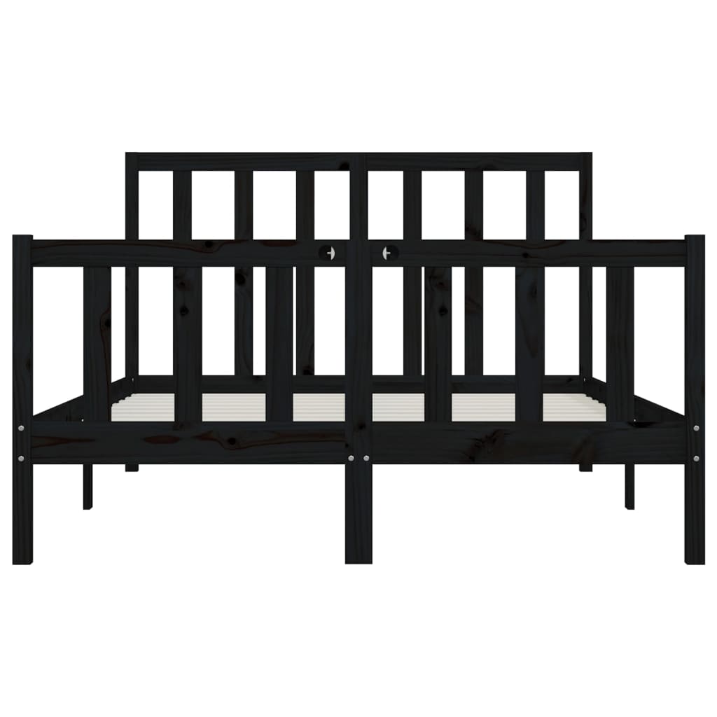 Solid wood bed black 140x200 cm