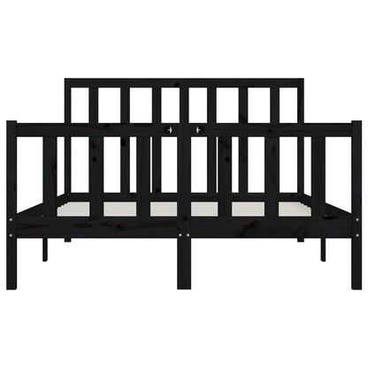 Solid wood bed black 140x200 cm