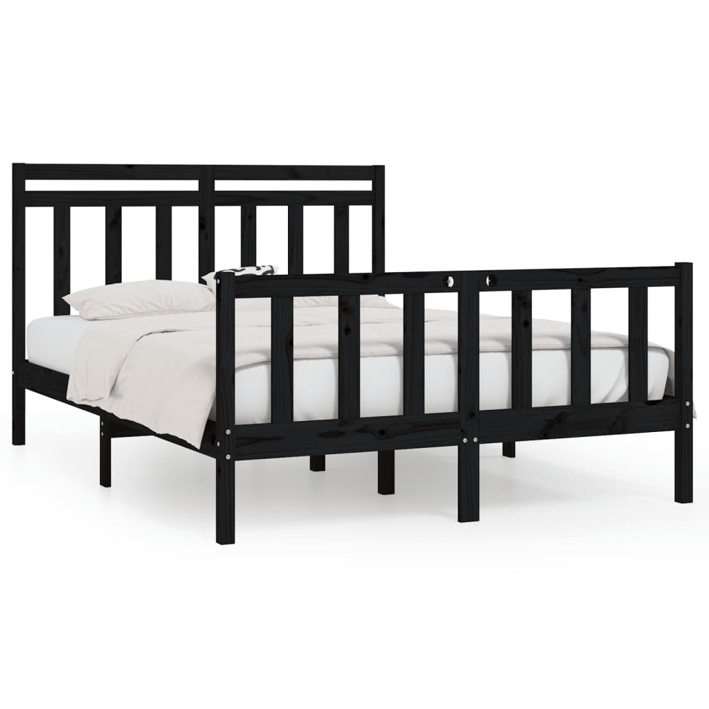 Solid wood bed black pine 140x200 cm