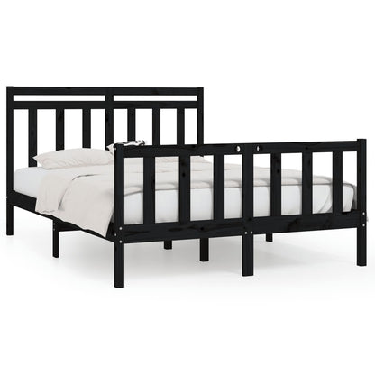 Solid wood bed black pine 140x200 cm