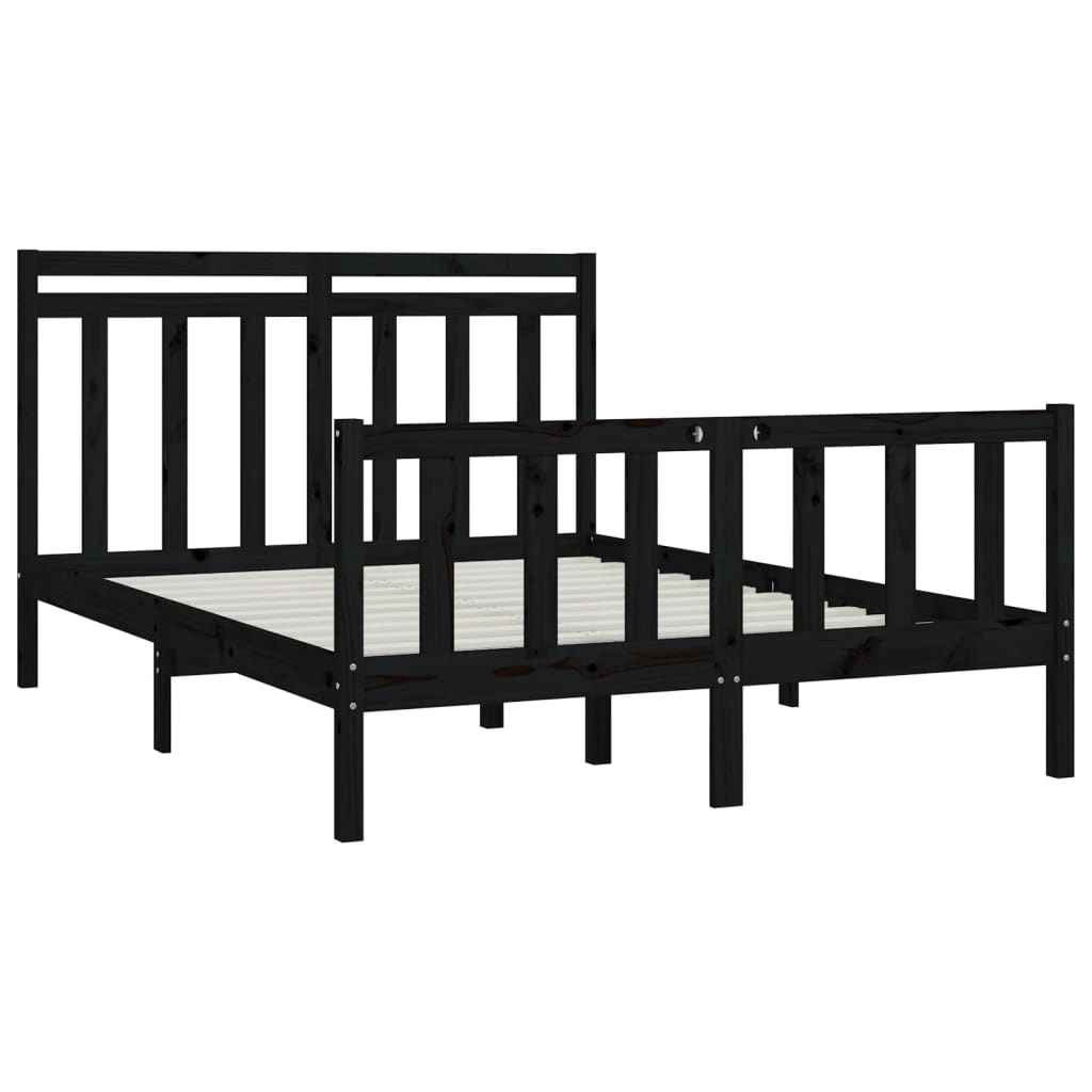 Solid wood bed black pine 140x200 cm