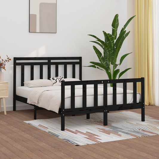 Solid wood bed black pine 140x200 cm