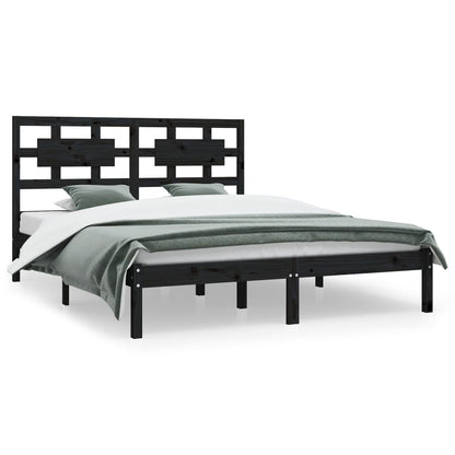 Solid wood bed black pine 140x200 cm