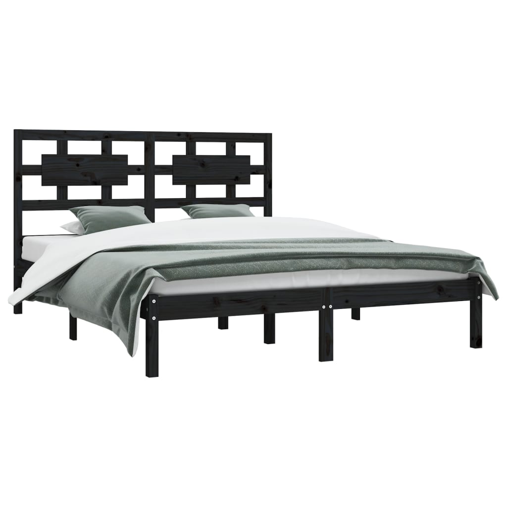 Solid wood bed black pine 140x200 cm