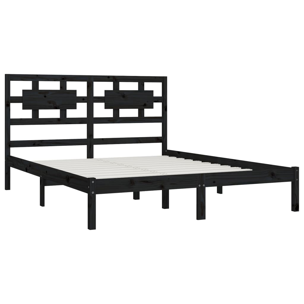 Solid wood bed black pine 140x200 cm