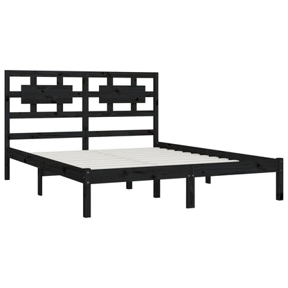 Solid wood bed black pine 140x200 cm