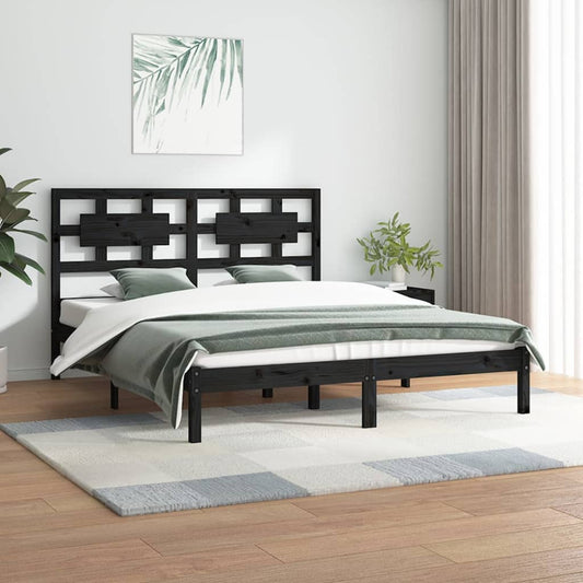 Solid wood bed black pine 140x200 cm
