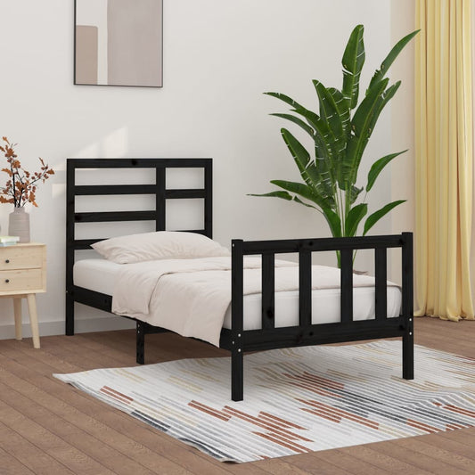 Solid wood bed black pine 90x200 cm