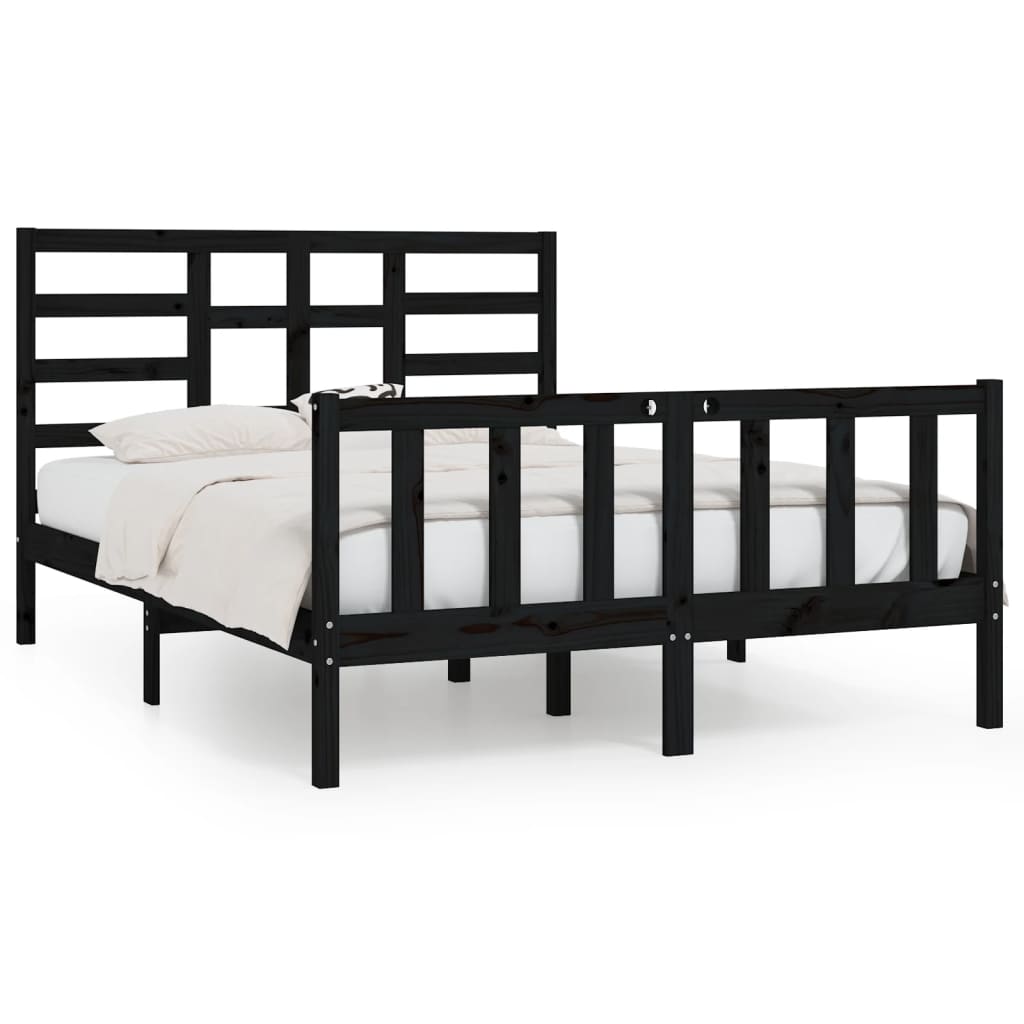 Solid wood bed black pine 140x200 cm
