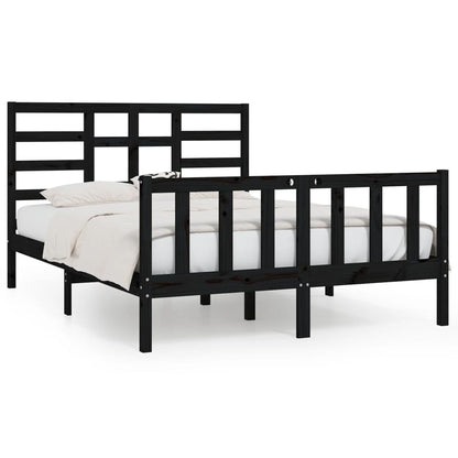 Solid wood bed black pine 140x200 cm