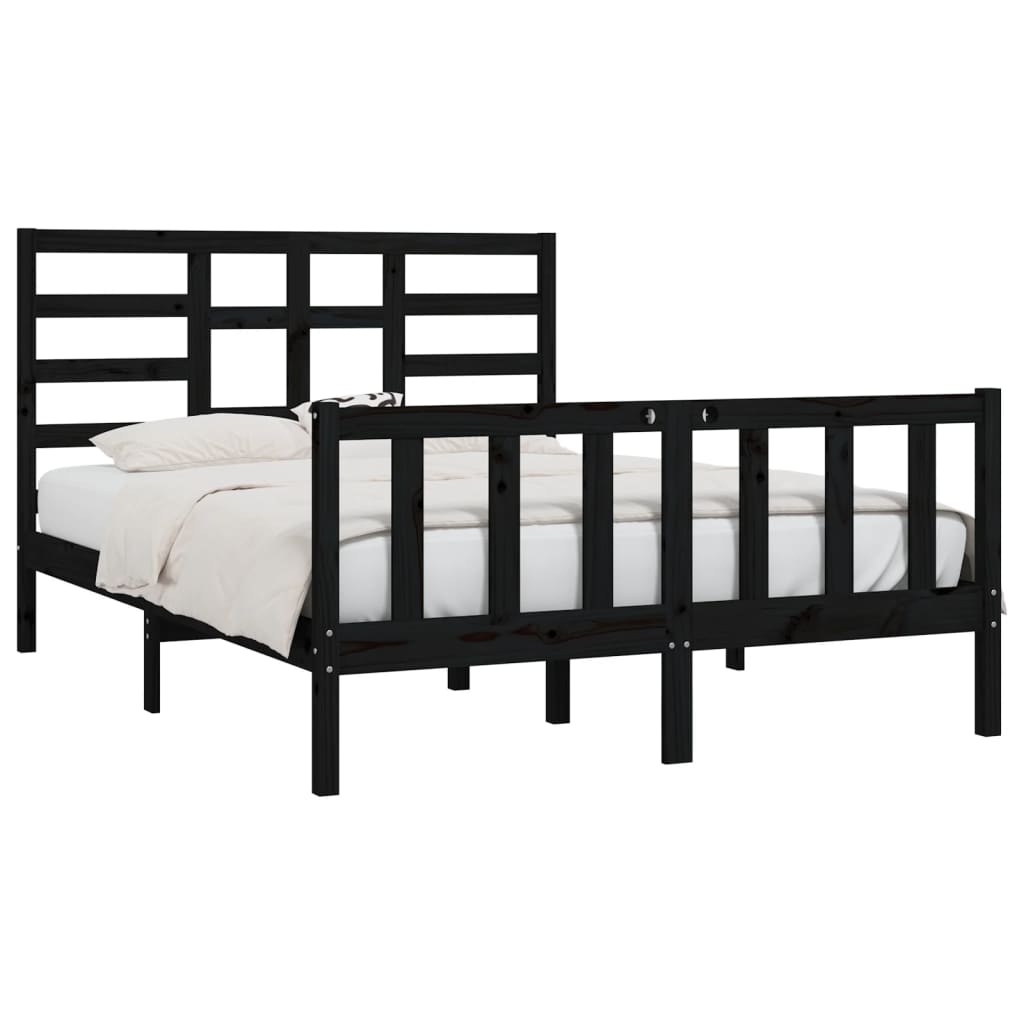 Solid wood bed black pine 140x200 cm
