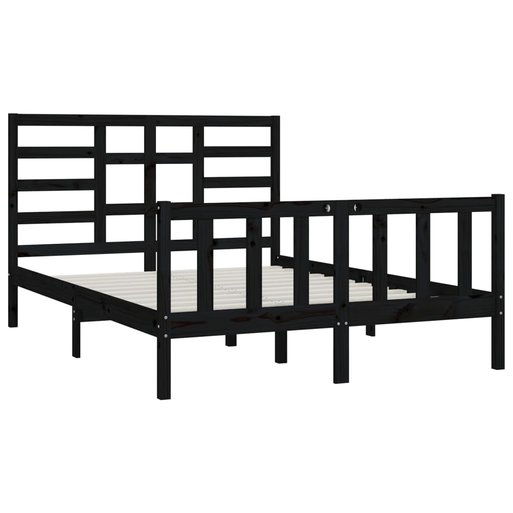 Solid wood bed black pine 140x200 cm