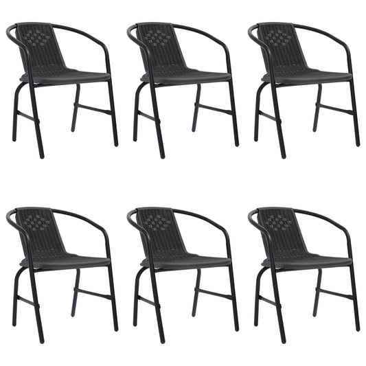 Garden chairs 6 pcs. Rattan look plastic and steel 110 kg
