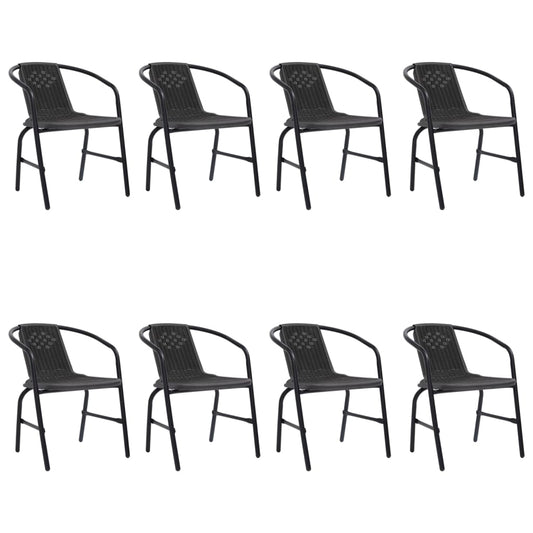 Garden chairs 8 pcs. Rattan look plastic and steel 110 kg