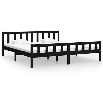 Solid wood bed black 160x200 cm