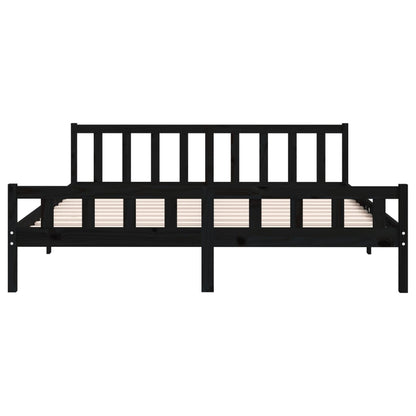 Solid wood bed black 160x200 cm