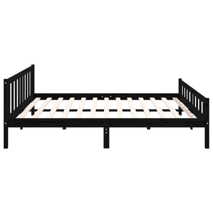Solid wood bed black 160x200 cm
