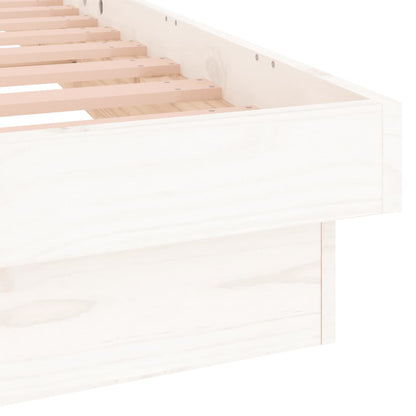 Massivholzbett mit LED Weiß 90x200 cm