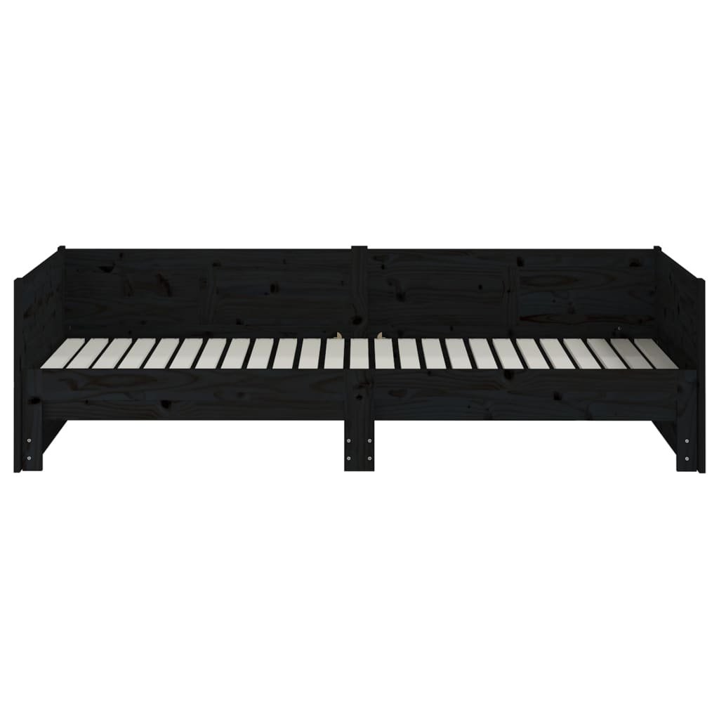 Daybed extendable black solid pine 2x(90x190) cm