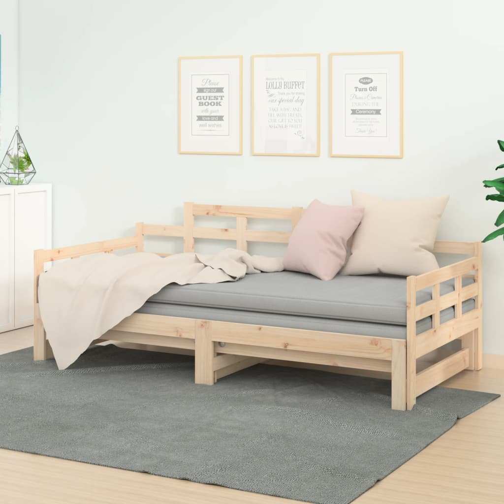 Daybed extendable solid pine 2x(80x200) cm