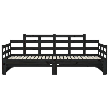 Tagesbett Ausziehbar Schwarz Massivholz Kiefer 2x(90x190) cm