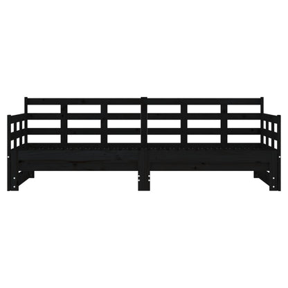 Tagesbett Ausziehbar Schwarz Massivholz Kiefer 2x(90x190) cm