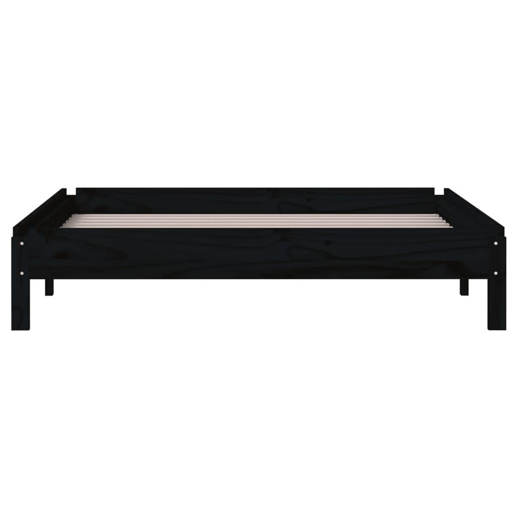 Stacking bed black 90x200 cm solid pine