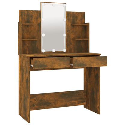 Dressing table with LED smoked oak 96x40x142 cm