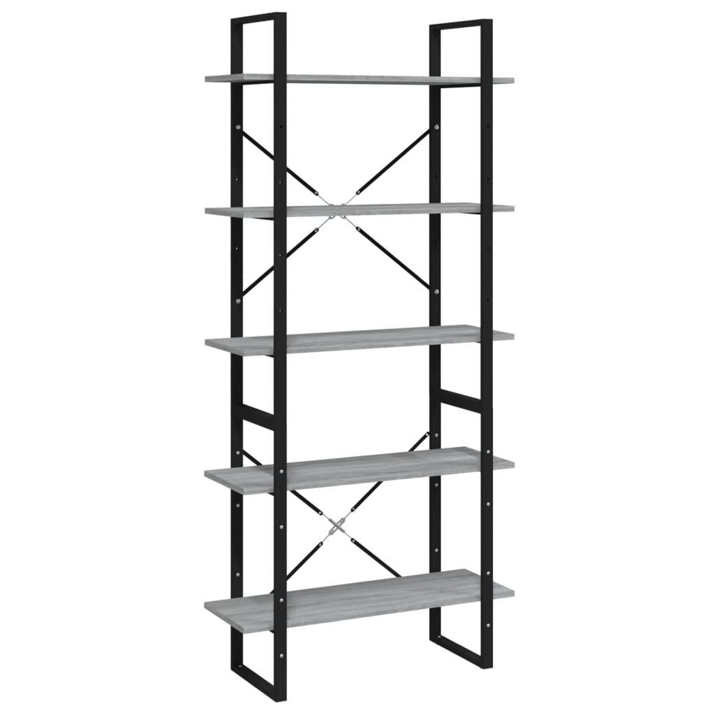 Bookcase 5 compartments grey Sonoma oak 80x30x175 wood material