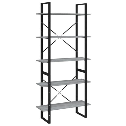 Bookcase 5 compartments grey Sonoma oak 80x30x175 wood material